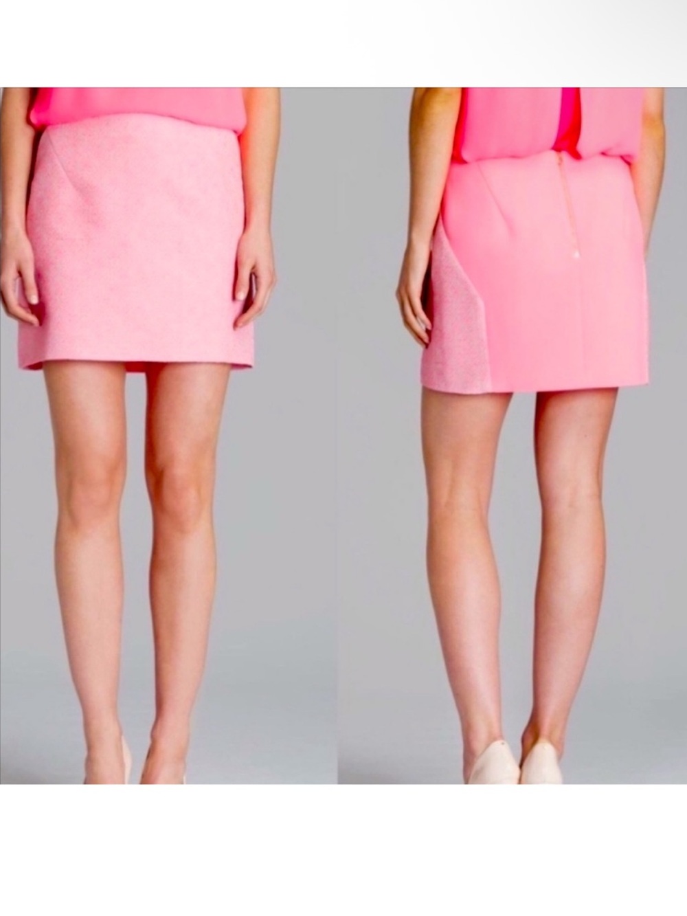 Ted Baker Neon Boucle Coral Pink Mini Skirt Size 1 (XS)